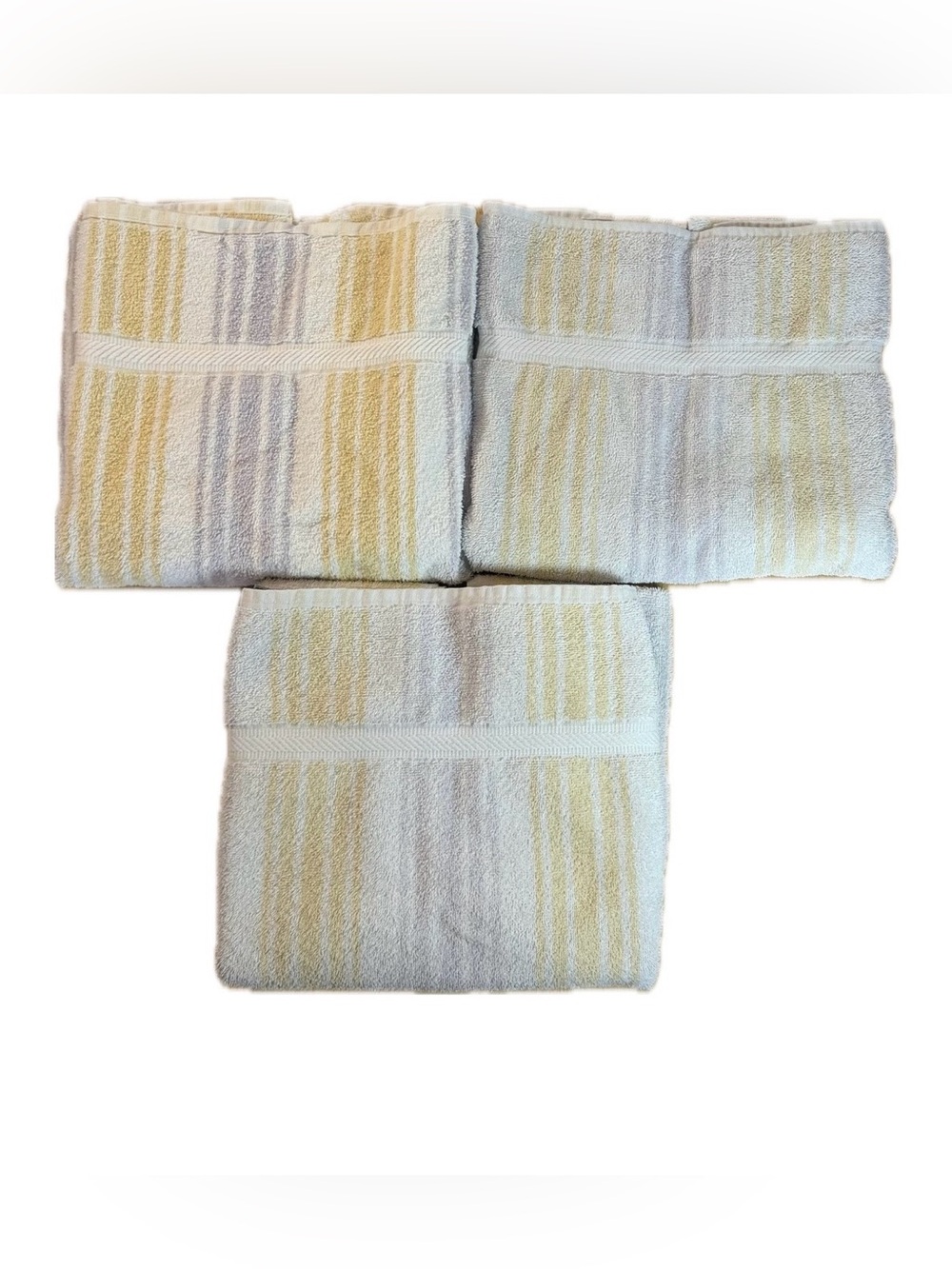 Vintage Utica MCM 3 Piece Striped Bath Towel Set